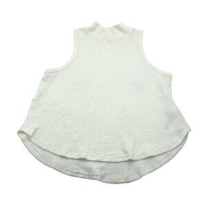 Silence + Noise Womens Sleeveless Textured Knit Top Mock Neck White Size M